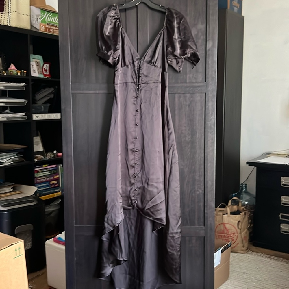 Faux silk black gown